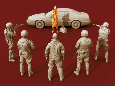 Unequal Fight Low-poly 3D model