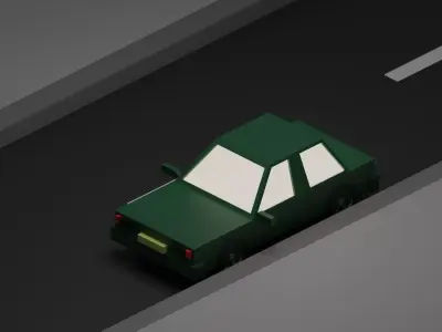 low poly Car driving on road 3D model purchase