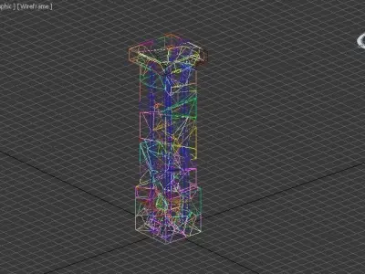 Brick fence Low-poly 3D model