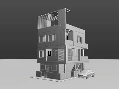 House elevation 3d Model 3D model
