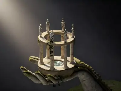 a miniature ancient Greek temple 3D model