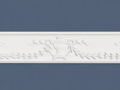 Frieze ornate door with wreath 3D model