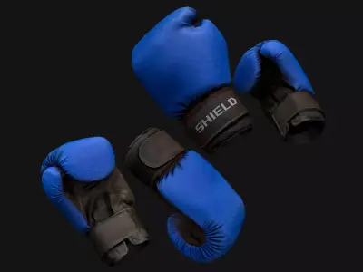 Boxing Gloves Blue Low-poly 3D model