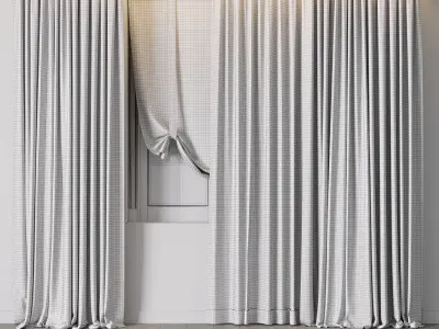 Hadi Curtain With Roman Blind 68 Low-poly 3D model