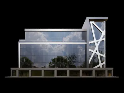 03 Modern Glass Building with voronoi geoform 3D model