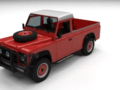 Land Rover Defender 110 Pick Up w interior 3D model