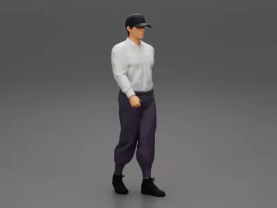 Delivery man walking in street 3D print model