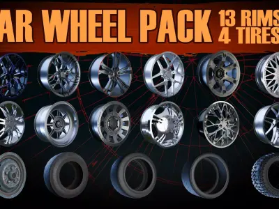 Car Wheel Pack Low-poly 3D model
