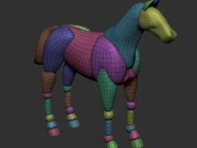 Horse Base Blockout Poligon 3D model