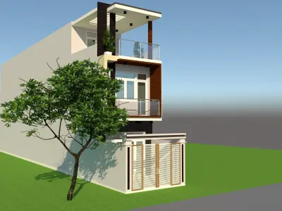 Modern style 3 storey house 3D model