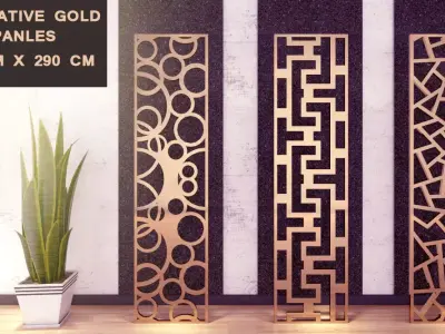3 Decorative Gold Panels 3D model