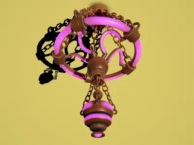 Fantasy bronze chandelier Low-poly 3D model