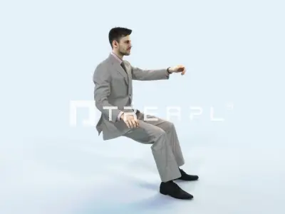 Posture 20E Driver Driving Sitting Elegant Business Man Low-poly 3D model