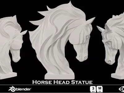 Abstract Horse Head Statue 3D model