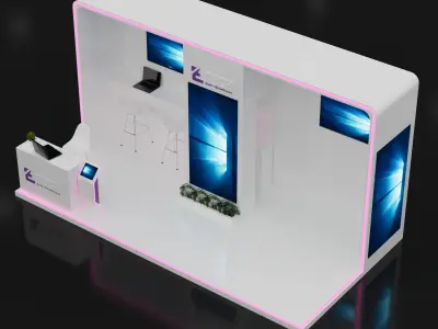 booth 6x3 open 3 side  3D model