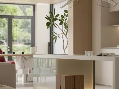 Modern living room dining room interior scenes 264 3D model