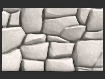 Mossy Rubble Stone Wall Section 3D print model
