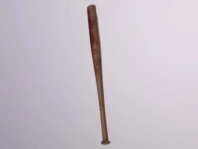 Wooden Bat with blood Low-poly 3D model