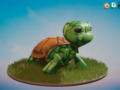Stylized Turtle Rigged Low-poly 3D model