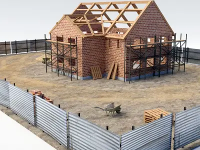 House construction  Low-poly 3D model