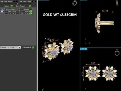 Women Diamond Earrings 3D print model