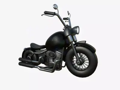 Motorcycle Cartoon A13 Full Black - Custom Vehicle Design Low-poly 3D model