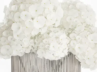 Small bouquet of white hydrangea flowers in a glass vase 362 3D model