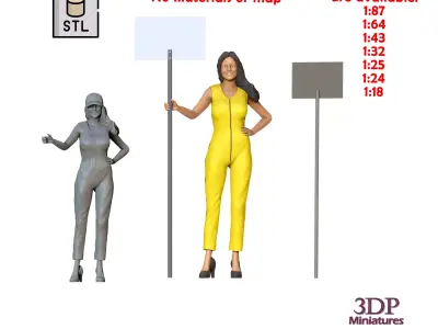 N1 Pit Girl with Placard 3D print model