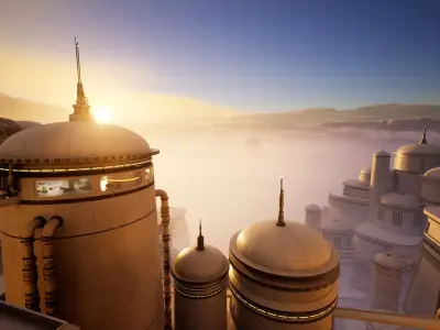 Science Fiction Dam City - Unreal Engine  Low-poly 3D model