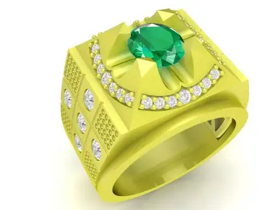 Luxury Oval Gemstone Statement Ring for Men  3969 3D print model