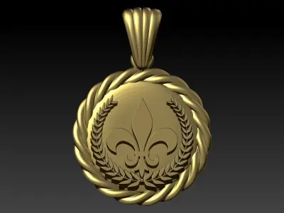 fleur de lis Necklace Pendant Charm Jewelry  3D print model