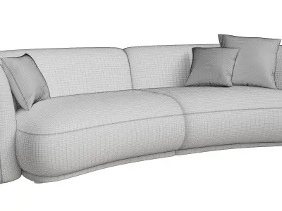 4 Seats Curved Sofa 3D model