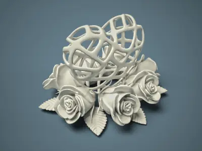 Heart and Roses for 3d printing 3D print model