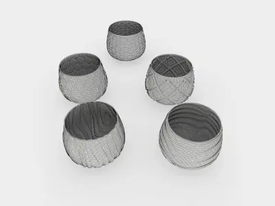 Different water and wine glasses with patterns 3D model