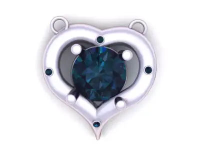 Golden Heart Diamond Pendant 3D Printable Model 3D print model