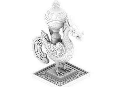 Bronze decoration - dragon statue 3D model