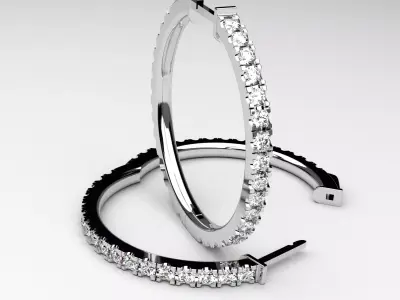 Diamond hoop earrings round rings luxury classic 3D print model