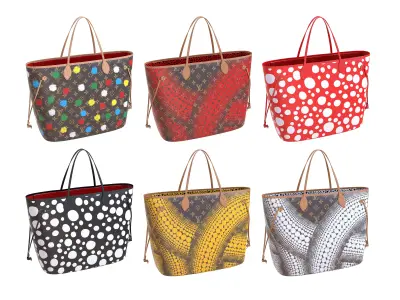 Louis Vuitton Neverfull Bags Yayoi Kusama Low-poly 3D model