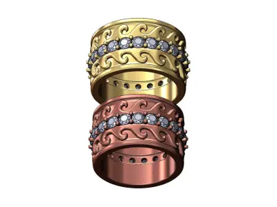 Eternity 3mm diamond double wave band US sizes 7 8 3D print model