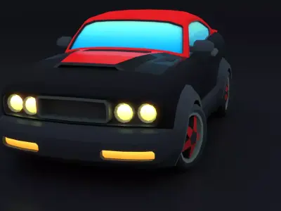 Cartoon Car Red Muscle Low-poly 3D model
