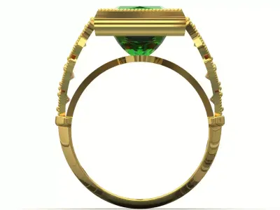 stl 3dm gold Ring Square Emerald Ottoman Setting model jr00253 3D print model