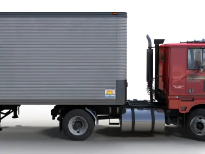 Cabover tracktor semitrailer Low-poly 3D model