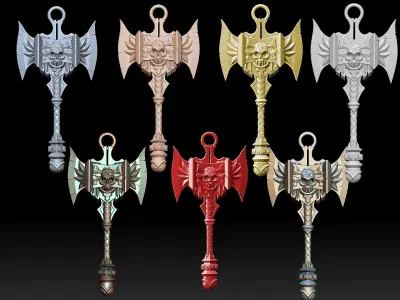 Pendant Axe Pendant Sculpture jewelry gold necklace 3D print model