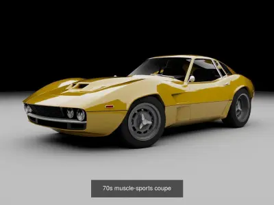 70s generic sports car lineup 3D Model Pack