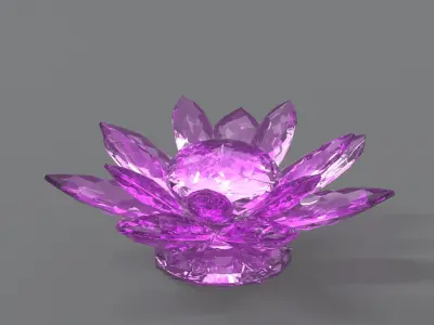 Glass Flower Showpiece Pink Low-poly 3D model