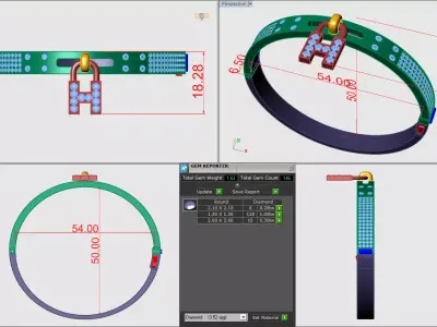 4 Bracelets top modeling  3D print model