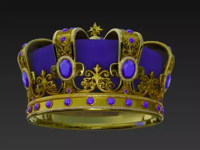 Golden Crown with Emerald Gems 3D model