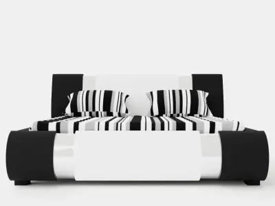 Verona Bed Frame With Storage180x200 Cm White Black Metal Low-poly 3D model