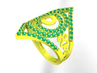 Luxury Geometric Pave Statement Ring 3D Model for Fine Jewe 5023 3D print model