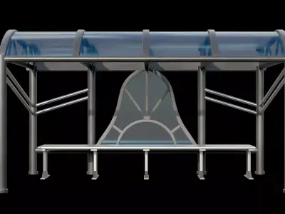 Game Ready Bus Stop 3 Low-poly 3D model